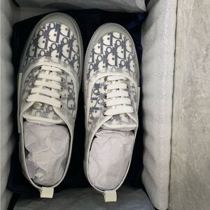 White Dior Pattern Casual Sneakers For Men And Women